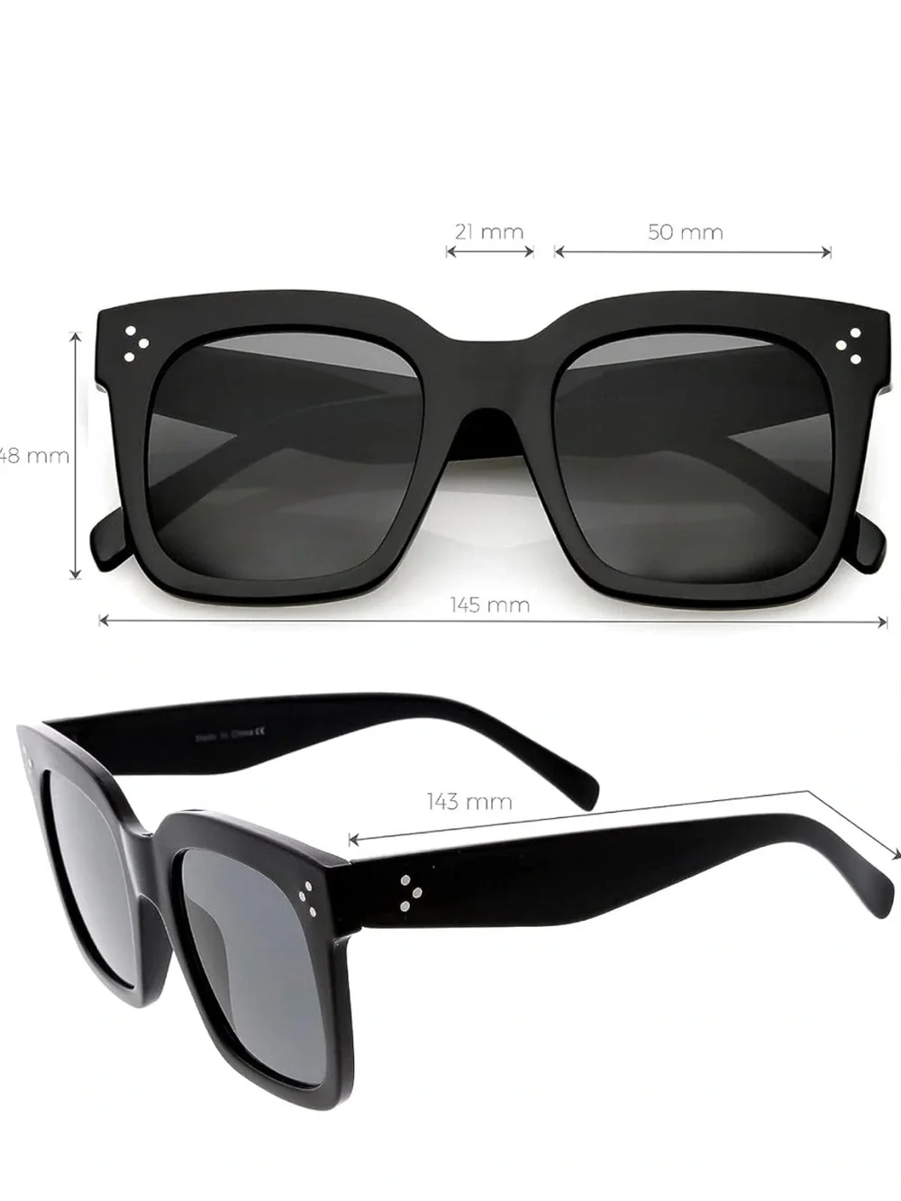 Classic Square Sunglasses - Black & Beige